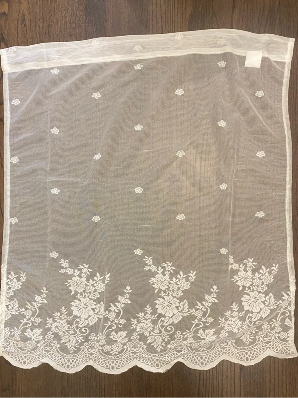Sheer White Floral Lace Curtain Panel